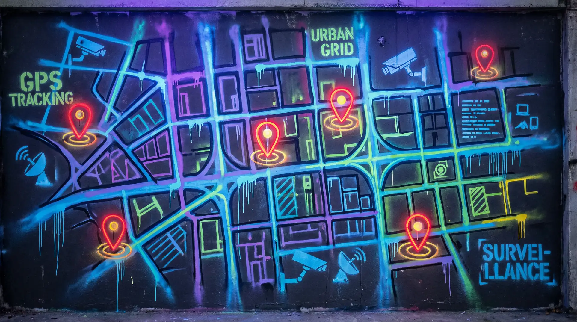 罗丽星克莱尔 狗仔追踪地图 - 城市涂鸦风格